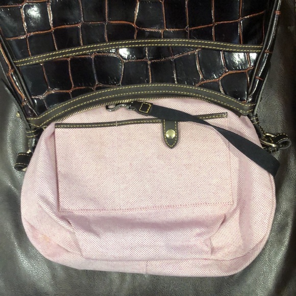 Vintage DOONEY BOURKE Brown Croc Leather Brown Top Handle Oversized Shoulder Bag - Picture 17 of 17